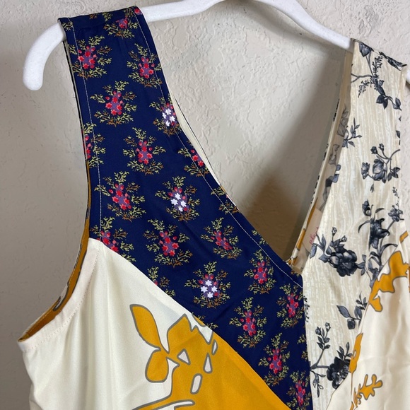 Plenty by Tracy Reese Asymmetric Shift Dress Patchwork Satin Floral Size M NWT - Picture 4 of 12
